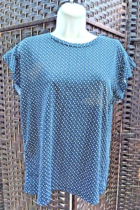 Michael Kors Blouse Top With Flirty Scalloped Sleeves Black Daisy (Size M) - Picture 1 of 10
