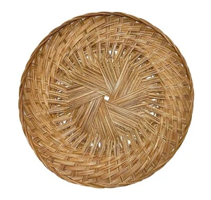 XL 18” VTG Round Woven Wicker Tray Basket Wall Decor BOHO Weave 18x2” - Picture 1 of 6