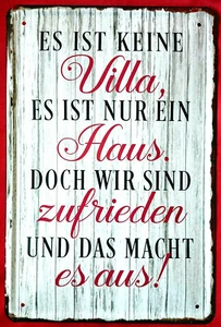 Blechschild 20x30 Keine VILLA nur unser HAUS Familie wohnen wohlfühlen Spruch - Bild 1 von 1