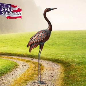 Outdoor Garden Crane Statues and Sculptures Metal Yard Art Statue for Garden Dec - Picture 1 of 12