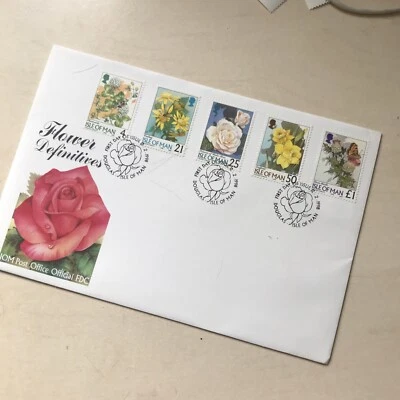 Isle of Man FDC 1998 FLOWER DEFINITIVES 4p TO £1 First Day Cover Unaddressed WCP - Image 1 of 3