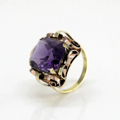 Ring 585/- 14k. Rosé- Gelbgold Amethyst Gr. 53 -1168 - Bild 1 von 4