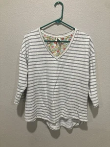Matilda Jane Women’s Size Medium, M, Sweater Striped and floral 3/4 sleeve - Picture 1 of 5
