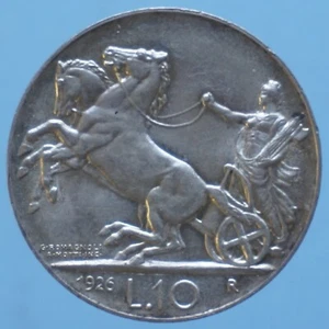 VITTORIO EMANUELE III 10 LIRE 1926 BIGA ARGENTO SILVER COIN FDC CURRENCY - Foto 1 di 2