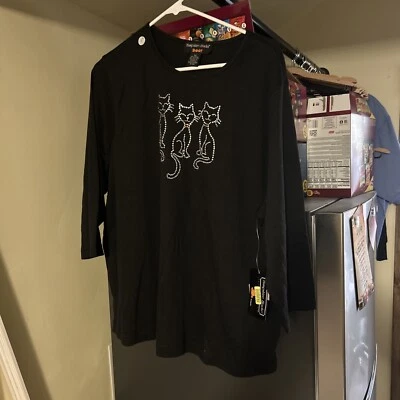 Suéter Hampshire Studio BOO Vintage Años 80 Halloween Bordado Gato Negro Talla 2x Foto 1 de 4