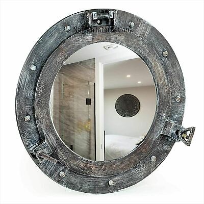 12  Rustic Black Grey Porthole Window | Vintage Ship Décor Mirror | Pirate Gift • 64.88$