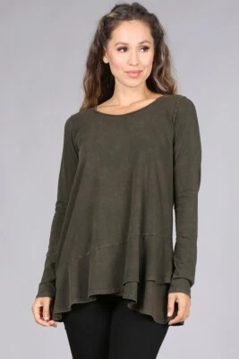 Túnica Chatoyant Suave y Elástica Lavado Mineral Musgo Oscuro Mediana Foto 1 de 4