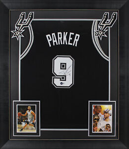 Tony Parker Authentic Signed Black Pro Style Framed Jersey BAS Witnessed