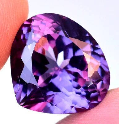 Flawless 19.20 CT Color Change Alexandrite Grey-Purple Certified Pear Gemstone - Image 1 of 4