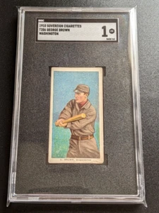 1910 T206 Sovereign George Brown Washington SGC 1 Very Rare Card Tough Combo - Picture 1 of 2