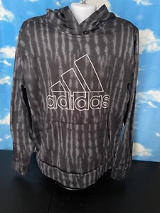 Adidas Hooded Hoodie Jacket sweatshirts Size Large Black Gray Youth c40 - Picture 1 of 6
