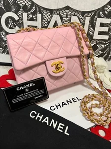 Bolso de Hombro Chanel Mini Matelasse Bandolera Cadena Oro Rosa Repintado JPN 988 - Imagen 1 de 24