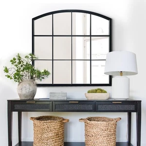 Black MirrorFarmhouse Arched Wall MirrorMantel Mirror for Fireplace Entryway Hal - Picture 1 of 9