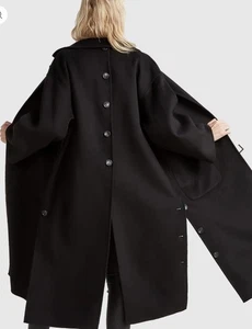 Nuevo Abrigo Belle & Bloom Wide Awake Mezcla de Lana Dobladillo Dividido en Negro Talla M $255 - Imagen 1 de 9