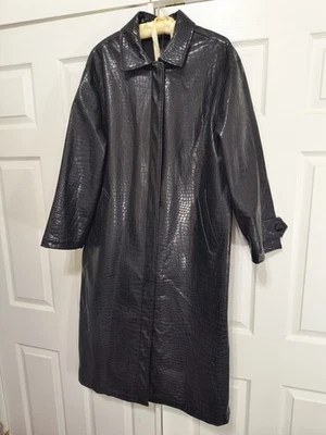 Impermeable mycra pac life grande negro trinchera piel de serpiente resbaladiza matriz pvc/poliéster Foto 1 de 4