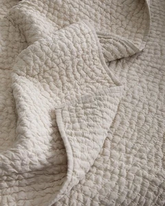 Quince Euro-Linen Cotton Stitch Quilt Size Queen Color Natural ~ NWOT - Picture 1 of 7