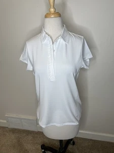 Golftini White Short Sleeve Ruffle Tech Golf Polo Shirt Women's M NWOT $110 - Picture 1 of 8