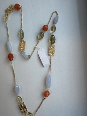 Ожерелье позолоченное Alexis Bittar лимонный кварц сердолик аквамарин смесь G 14 карат - Изображение 1 из 4