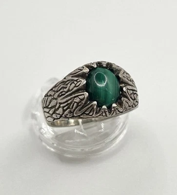 Vintage Southwest style sterling silver 925 MALACHITE ring Size 8 / 10.5g - Image 1 of 4