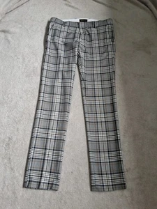 River Island Mens Checked Skinny Fit Trousers 30R Black And Brown Mix Worn Once - Picture 1 of 7