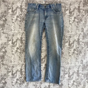 BKE Derek Straight Leg Jeans Mens Size 32R Low Rise Distressed Blue Denim Cotton - Picture 1 of 17