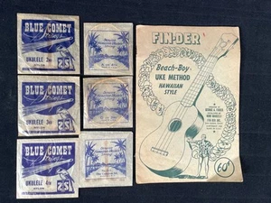 ••Vintage Ukulele Lot - Hawaiian & Blue Comet Saiten mit FIN-DER Beach Boy Buch - Bild 1 von 12