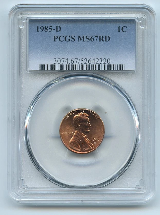 1985 D 1C Lincoln Cent PCGS MS67 - Image 1 of 1