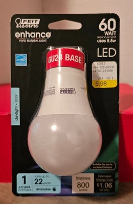 FEIT Electric Enhance A19 GU24 LED Bulb Daylight 5000K 60 Watt  - Image 1 of 4