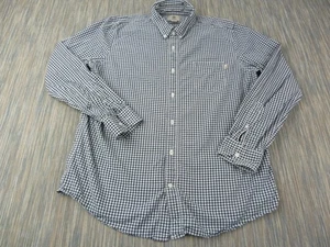 Timberland Shirt Mens Large Regular Fit Navy Gingham Check 100% Cotton Casual - Picture 1 of 13
