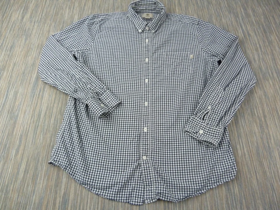Timberland Shirt Mens Large Regular Fit Navy Gingham Check 100% Cotton Casual - Image 1 of 4