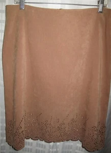 Studio Y Tan Moleskin Skirt Size 11/12 w/Hem Decorative Cutouts - Picture 1 of 5