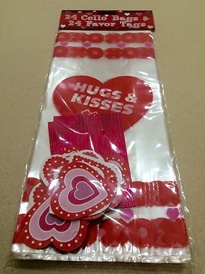 Cello Bags Hugs & Kisses Clear 24 count - Brand New - Excellent Quality - Image 1 of 2