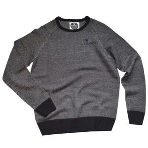 Men Sweater Grey Color Black Trim Crew Neck Guinness Logo Cross Stitch Design - Picture 1 of 1