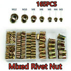 165PCS Set M3-M12 Rivet Nut Kit Mixed Zinc Steel Rivnut Insert Nutsert Threaded