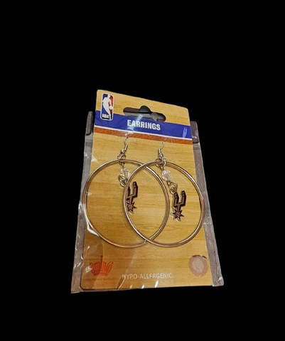SAN ANTONIO SPURS EARRINGS TEAM 2" HOOP COLOR BEAD DANGLE STYLE WITH HOOP Cover