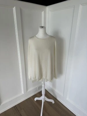 Suéter túnica Papaya para mujer crema plisada espalda manga larga cuello redondo talla M Foto 1 de 4