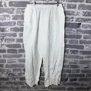 Bryn Walker pantaloni donna extra large lino bianco gamba larga spiaggia Lagenlook USA - Foto 1 di 15