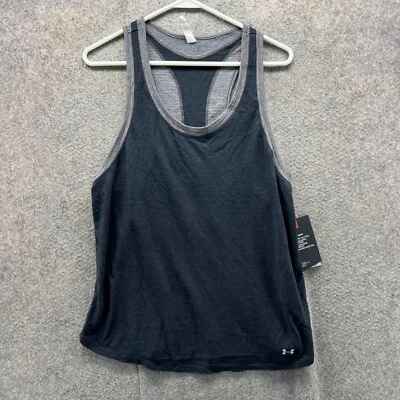 Under Armour Shirt Womens Medium Black Athletic Racerback Training Heatgear New - Imagem 1 de 4