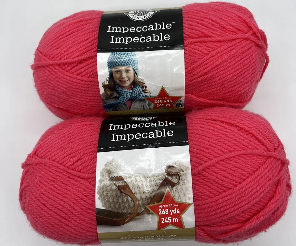 Impeccable Yarn Arbor Rose Loops & Threads Worsted Weight Neon Hot Pink Coral
