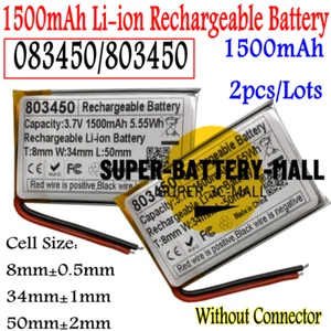 Paquete de 2 1500mAh 083450 / 803450 Batería para MP4 GPS MP4 Auriculares Teléfono Banco de Alimentación - Imagen 1 de 5