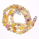 Natural Fluorite Gemstone Coin Smooth Beads Necklace 16" KB-1882