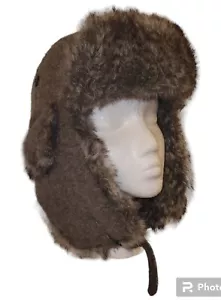 Shred Alert Wool Blend Trapper Hat Ear Flap Faux Fur One Size Tan - Picture 1 of 9