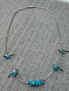Vintage Liquid Sterling Silver & Bird Fetish Single Strand Turquoise Necklace - Picture 1 of 4