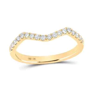 10kt Yellow Gold Womens Round Diamond Wedding Curved Enhancer Band Ring 1/5 Ct - Picture 1 of 1