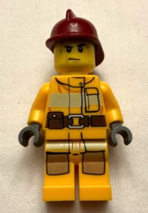 LEGO Firefighter/Bright Light Orange Minifigure Fire Suit With Sweat Drop Head - Picture 1 of 5