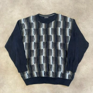 Cooper Knitted Jumper Mens 2XL Vintage Scandi Knit Geometric Sweater Black - Picture 1 of 11