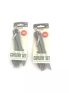 Camping Cutlery Utensil Set Carabiner Knife Fork Spoon Durable Hiking Lot Of 2 - Picture 1 of 10
