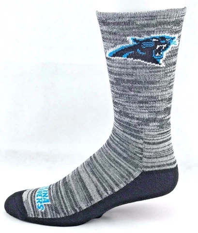Carolina Panthers Football RMC Black Solid Bottom Crew Socks Cover