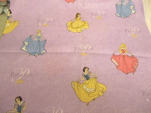 Dancing Disney Princesses Purple Glittery Springs Cotton Fabric 1yd 8" x 44 - Picture 1 of 9