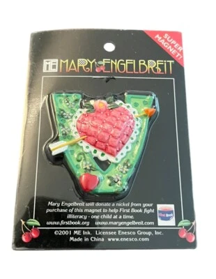 Mary Engelbreit Letter V Super Magnet Alphabet Initial 2001 Enesco Valentine - Image 1 of 4